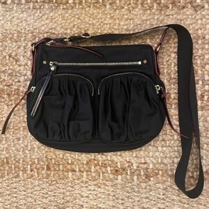MZ Wallace Black with Red Trim, Gold Hardware, Nylon Crossbody Bag
